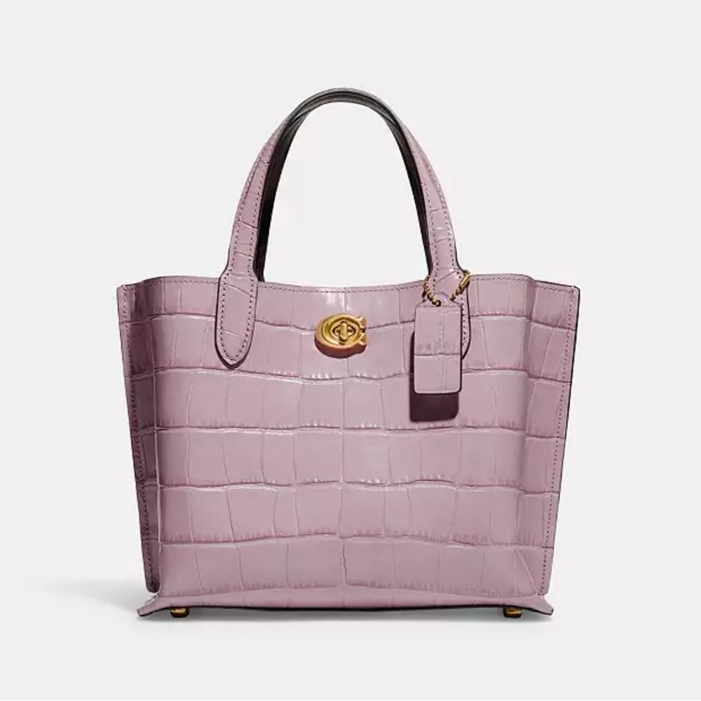 Coach - Willow Tote 24 in Crocodile Embossed Ice Purple